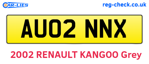 AU02NNX are the vehicle registration plates.