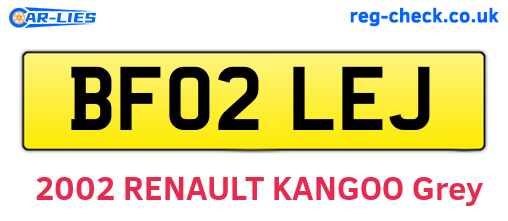 BF02LEJ are the vehicle registration plates.