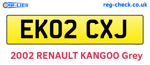 EK02CXJ are the vehicle registration plates.