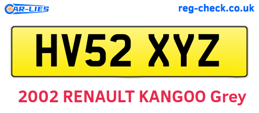 HV52XYZ are the vehicle registration plates.