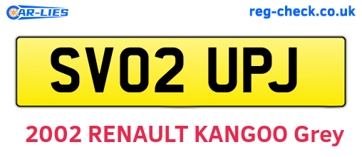 SV02UPJ are the vehicle registration plates.