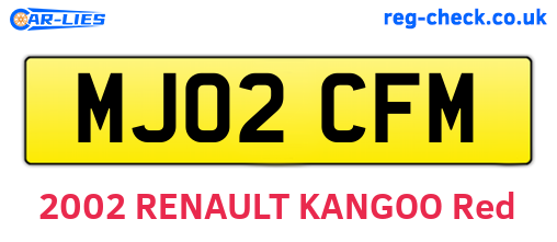 MJ02CFM are the vehicle registration plates.