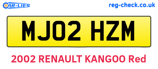 MJ02HZM are the vehicle registration plates.