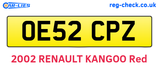 OE52CPZ are the vehicle registration plates.