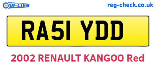 RA51YDD are the vehicle registration plates.