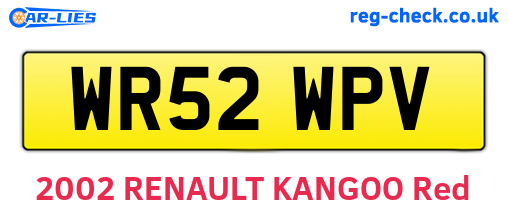 WR52WPV are the vehicle registration plates.