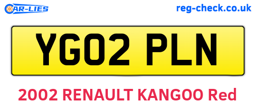 YG02PLN are the vehicle registration plates.