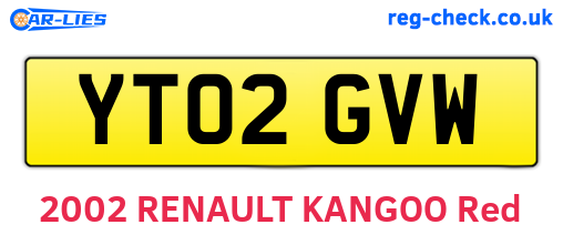 YT02GVW are the vehicle registration plates.