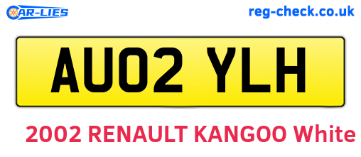 AU02YLH are the vehicle registration plates.
