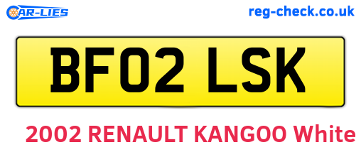 BF02LSK are the vehicle registration plates.