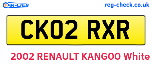 CK02RXR are the vehicle registration plates.