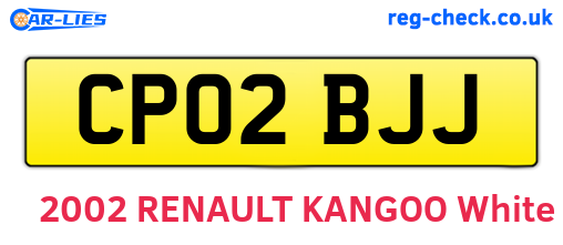 CP02BJJ are the vehicle registration plates.