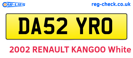 DA52YRO are the vehicle registration plates.