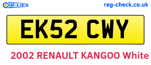 EK52CWY are the vehicle registration plates.