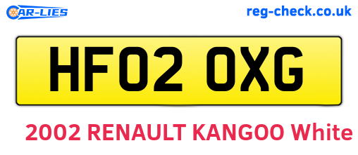 HF02OXG are the vehicle registration plates.