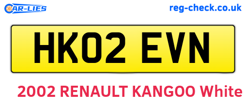 HK02EVN are the vehicle registration plates.