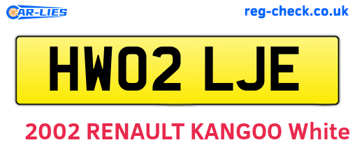 HW02LJE are the vehicle registration plates.