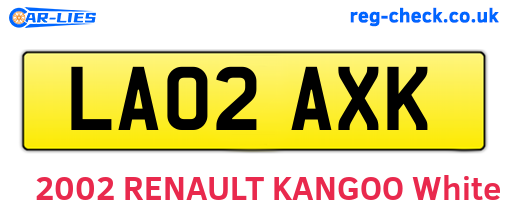 LA02AXK are the vehicle registration plates.