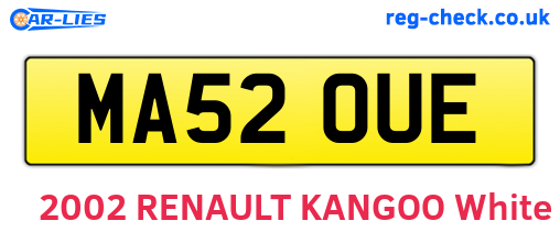 MA52OUE are the vehicle registration plates.
