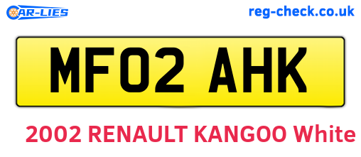 MF02AHK are the vehicle registration plates.