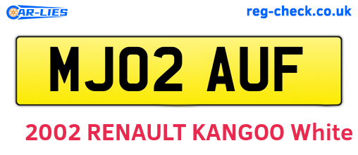 MJ02AUF are the vehicle registration plates.