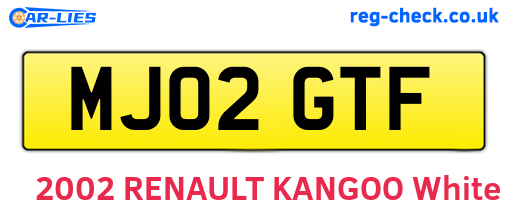 MJ02GTF are the vehicle registration plates.