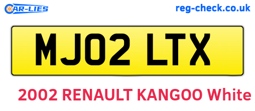 MJ02LTX are the vehicle registration plates.