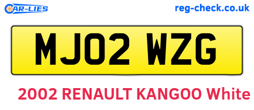 MJ02WZG are the vehicle registration plates.