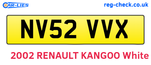 NV52VVX are the vehicle registration plates.