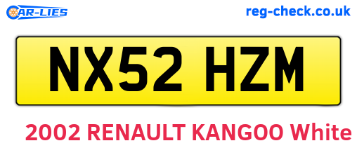 NX52HZM are the vehicle registration plates.