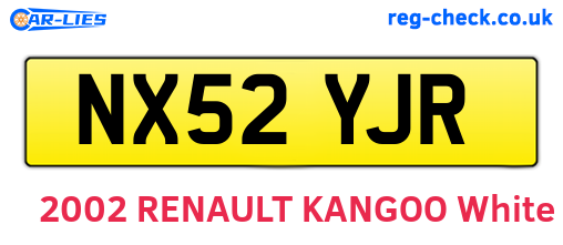 NX52YJR are the vehicle registration plates.
