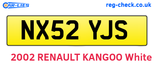 NX52YJS are the vehicle registration plates.