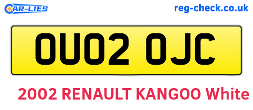 OU02OJC are the vehicle registration plates.
