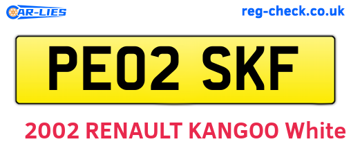PE02SKF are the vehicle registration plates.