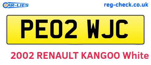 PE02WJC are the vehicle registration plates.