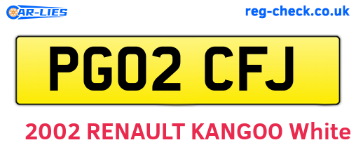 PG02CFJ are the vehicle registration plates.