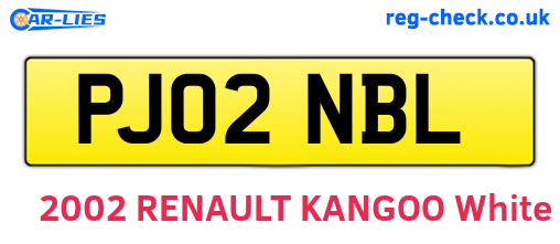 PJ02NBL are the vehicle registration plates.