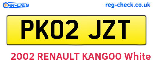 PK02JZT are the vehicle registration plates.