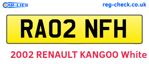 RA02NFH are the vehicle registration plates.