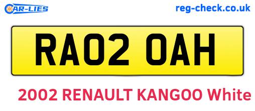RA02OAH are the vehicle registration plates.