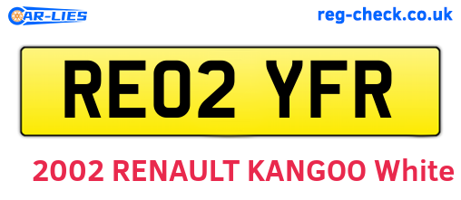RE02YFR are the vehicle registration plates.