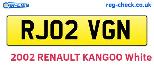 RJ02VGN are the vehicle registration plates.