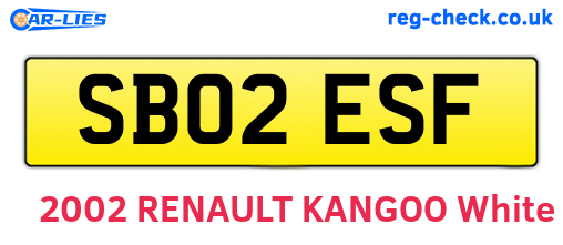 SB02ESF are the vehicle registration plates.