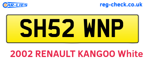 SH52WNP are the vehicle registration plates.
