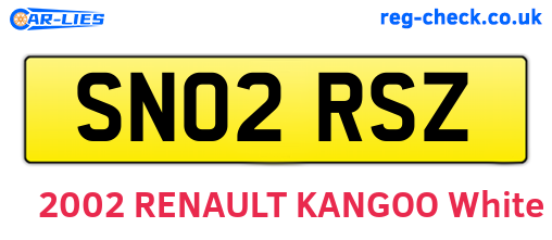 SN02RSZ are the vehicle registration plates.