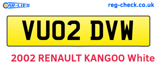 VU02DVW are the vehicle registration plates.