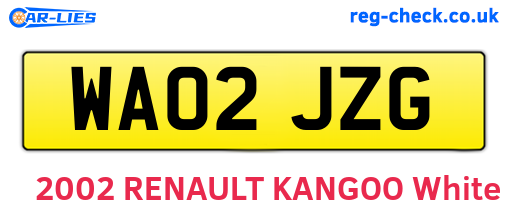 WA02JZG are the vehicle registration plates.