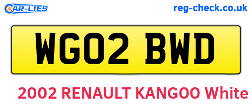 WG02BWD are the vehicle registration plates.