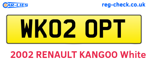 WK02OPT are the vehicle registration plates.