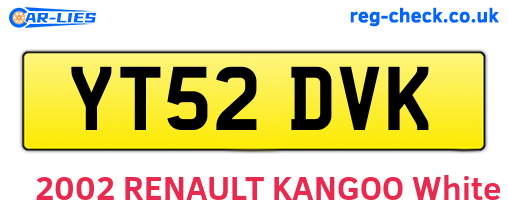 YT52DVK are the vehicle registration plates.